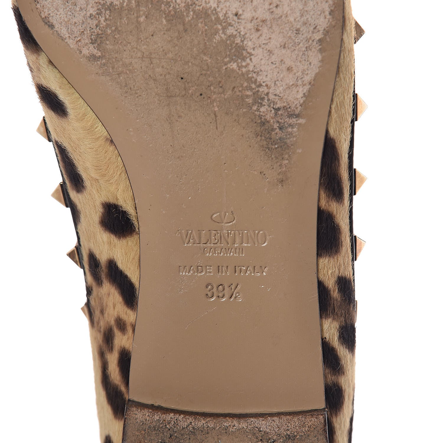 Valentino Garavani Calf Hair Leopard Print Rockstud Ballerina Flats 39.5 Brown 7 of 7