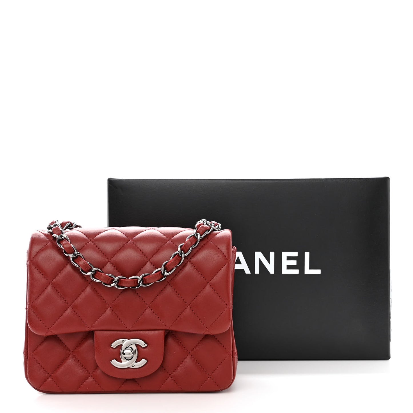 Lambskin Quilted Mini Square Flap Bordeaux