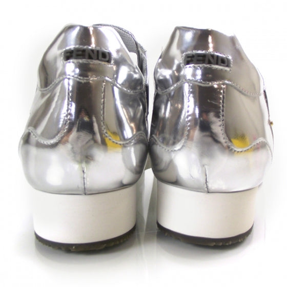 Metallic Calfskin Sneakers 40 Argento