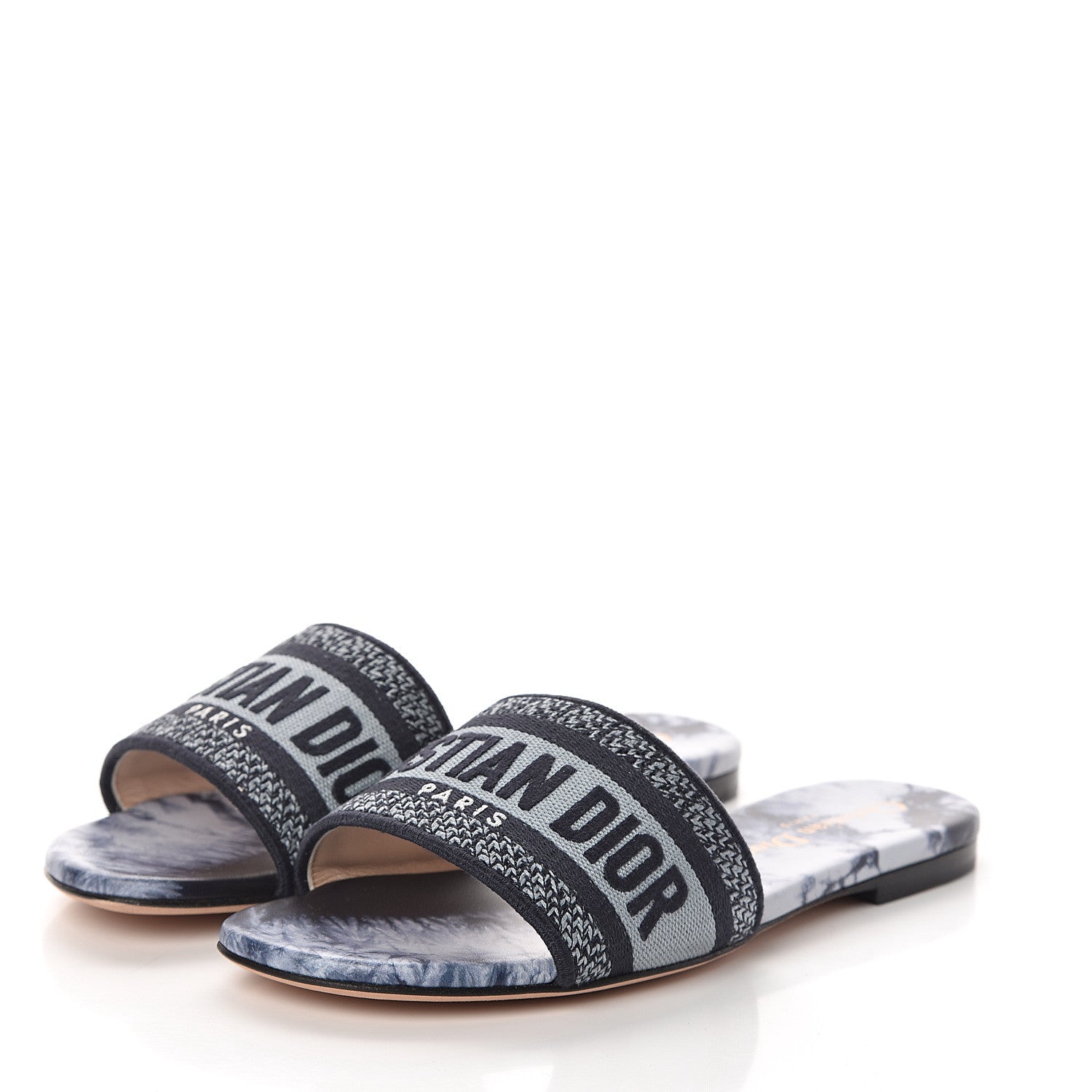 Christian Dior Canvas Embroidered KaleiDioroscopic Dway Slide Sandals 35.5 Blue 3 of 7