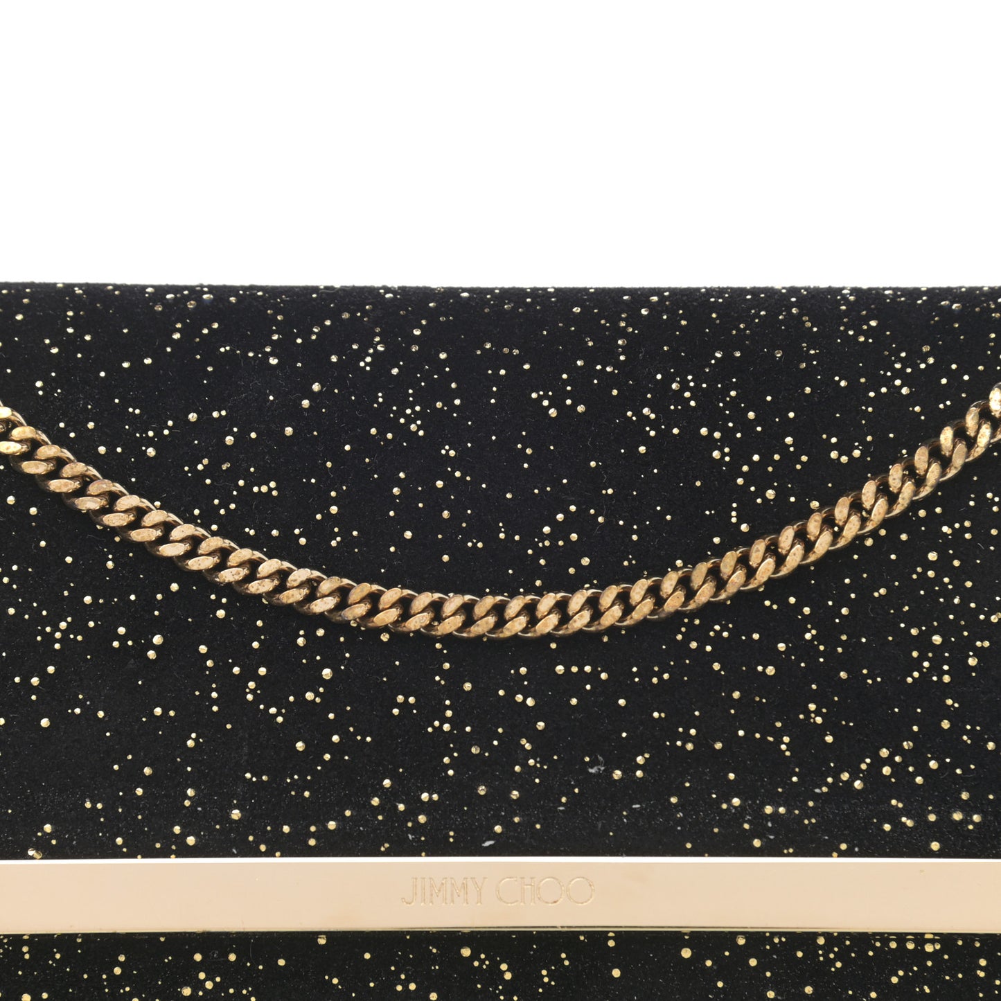 Suede Glitter Milla Wallet on Chain Black Gold