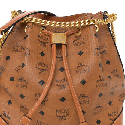 MCM Visetos Small Soft Berlin Drawstring Bucket Bag Cognac 8 of 10