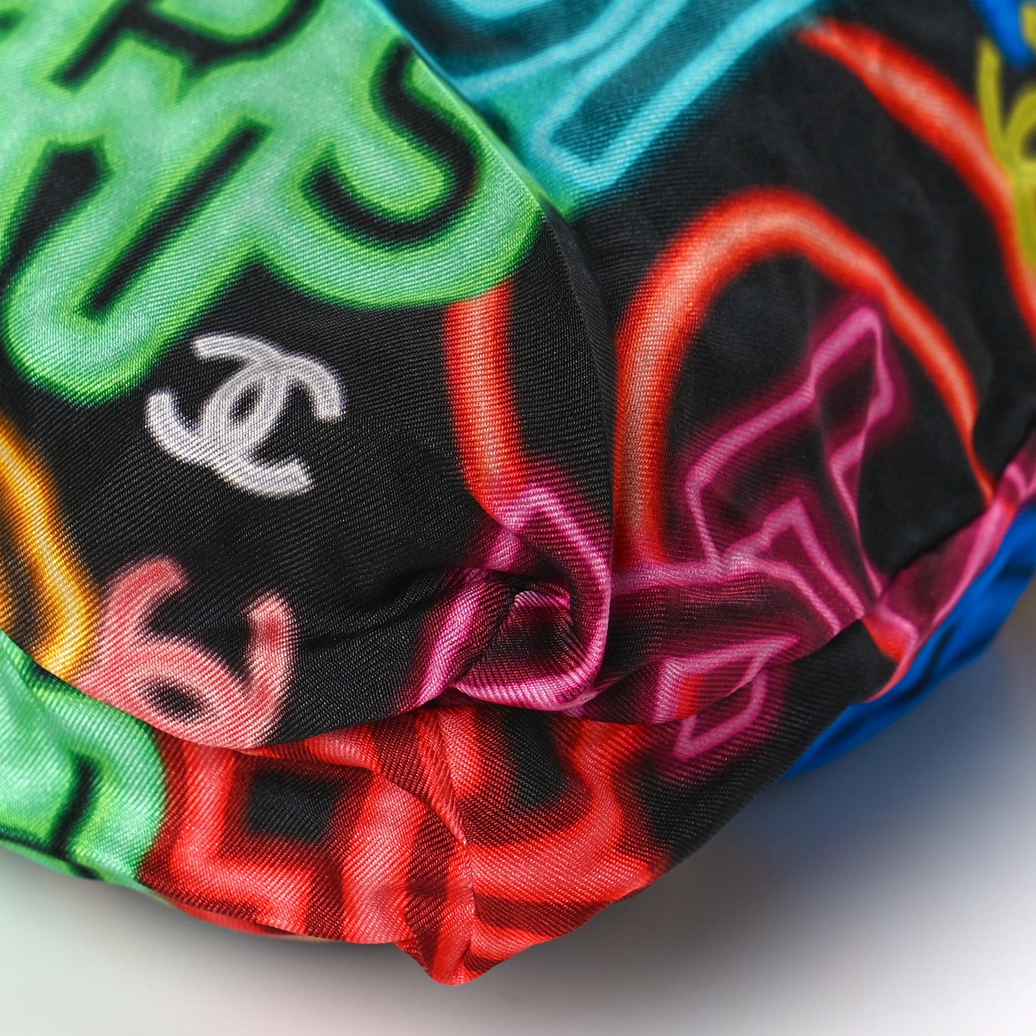 Chanel Caviar Fabric Graffiti Foldable Tote Bag With Chain Black Multicolor 14 of 15