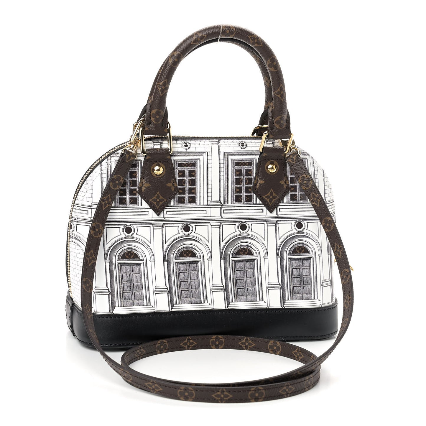 X FORNASETTI Calfskin Architettura Alma BB Black White