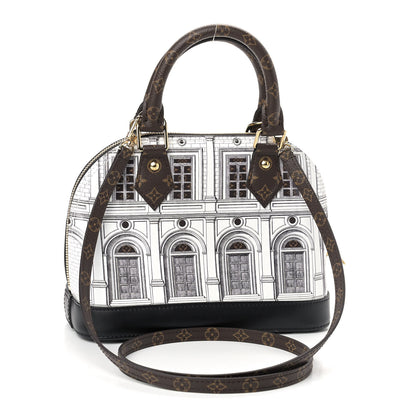 Louis Vuitton X FORNASETTI Calfskin Architettura Alma BB Black White 3 of 8