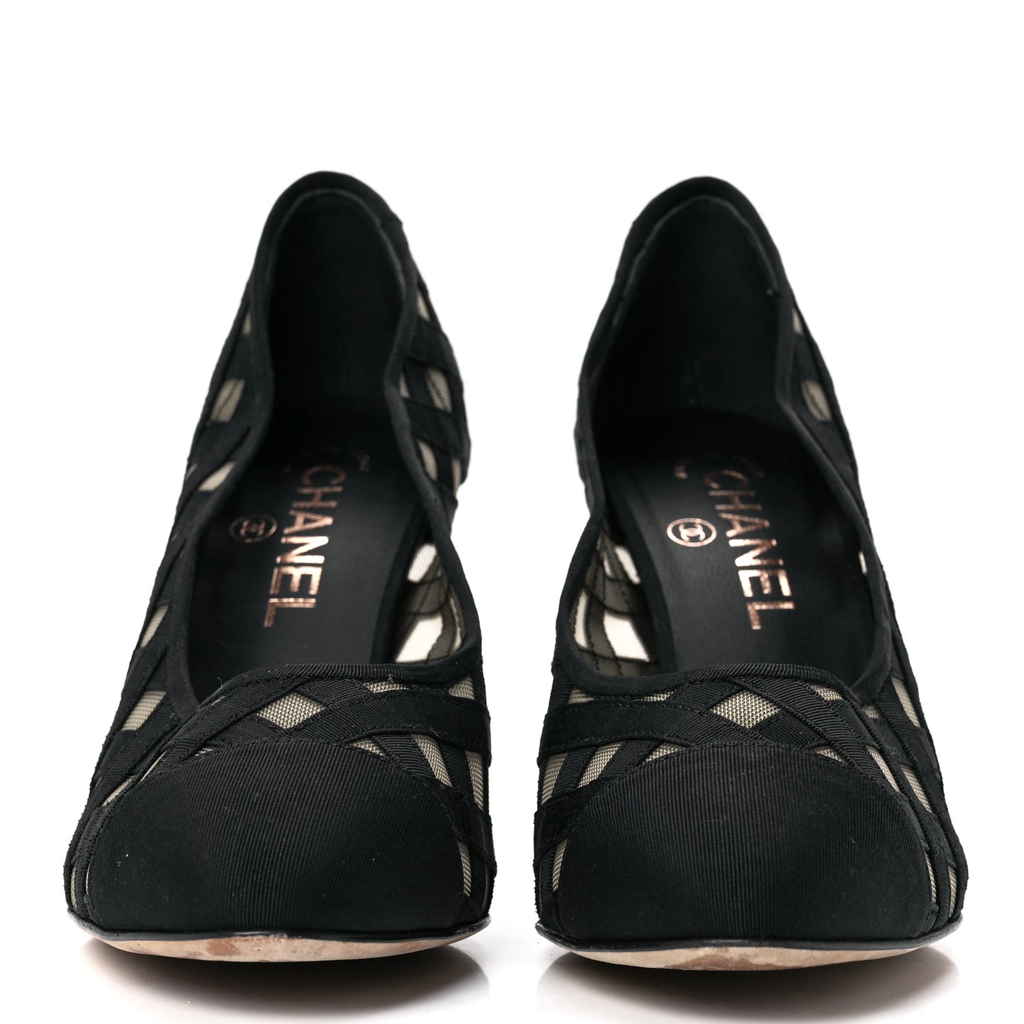 Mesh Grosgrain Cap Toe CC Heels 37 Black