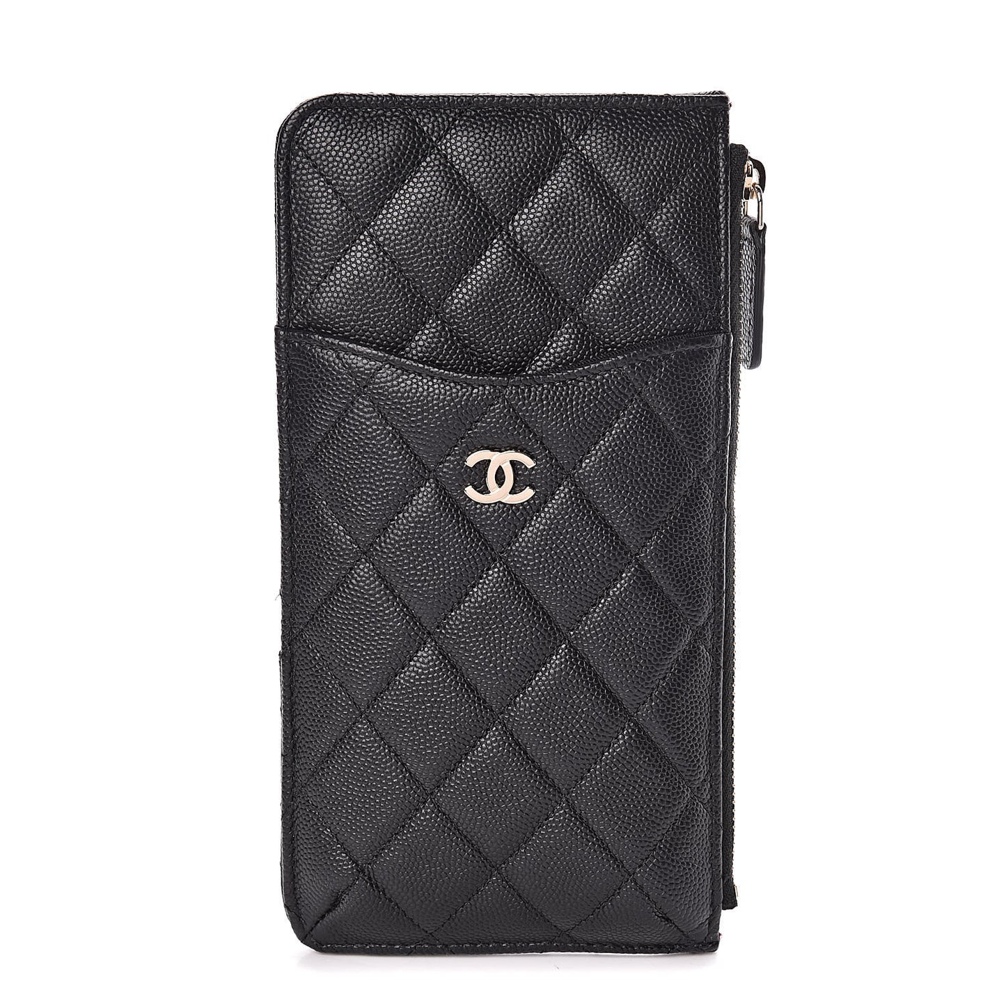 Caviar Quilted Classic Flat Wallet Pouch Black