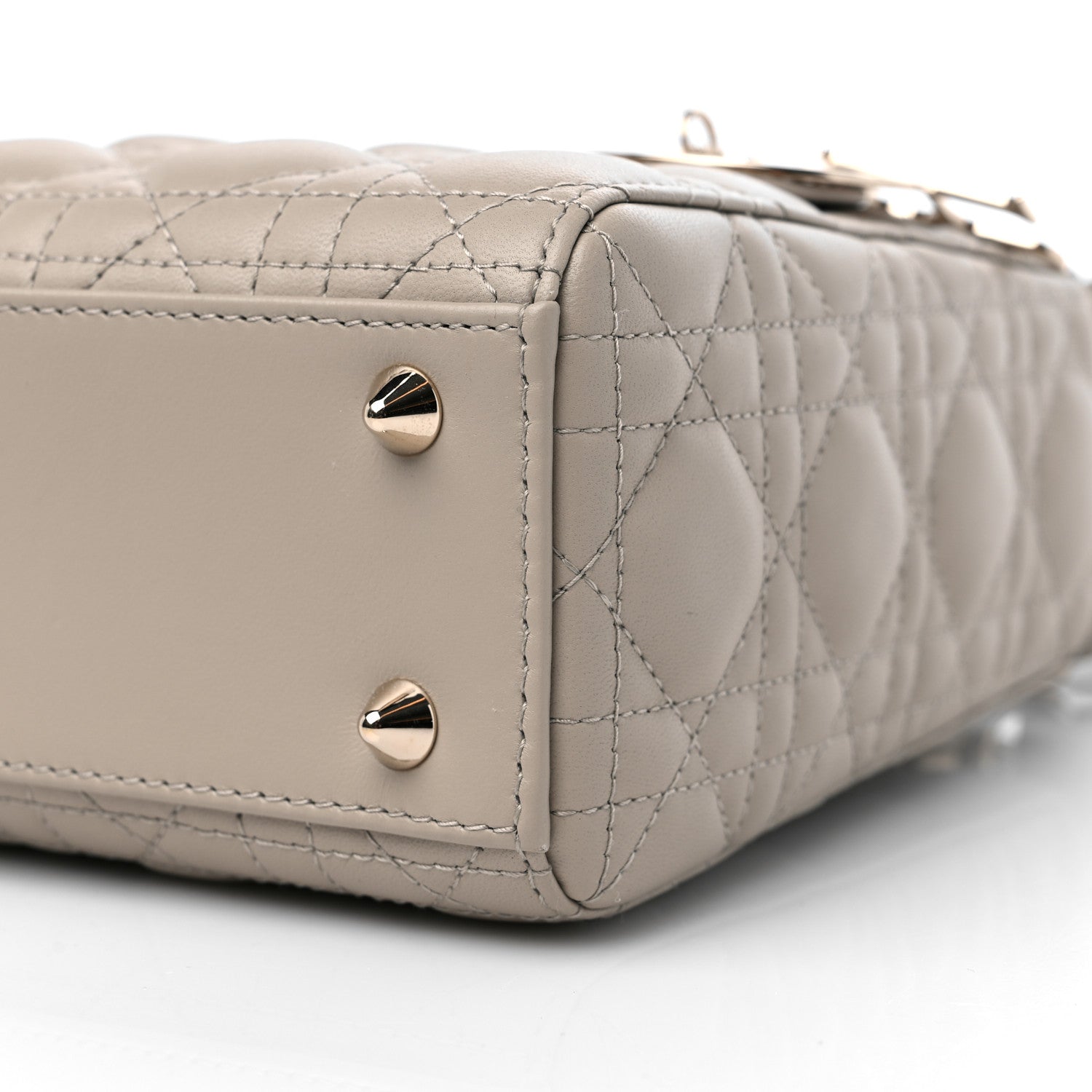Christian Dior Lambskin Cannage Small Lady Dior Hazelnut 9 of 10
