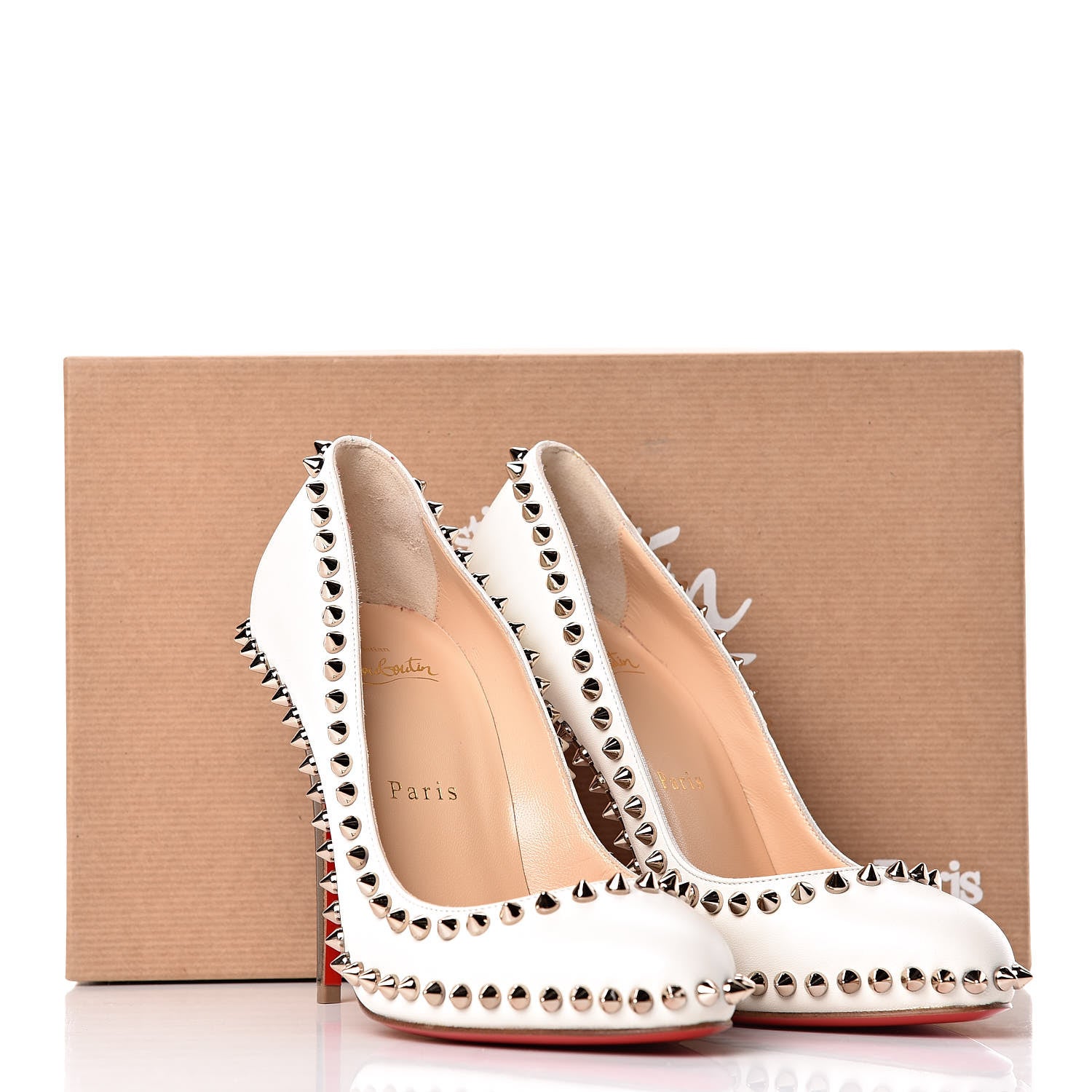 Christian Louboutin Kid Specchio Dorispiky 100 Pumps 37 Neige Colombe 11 of 11