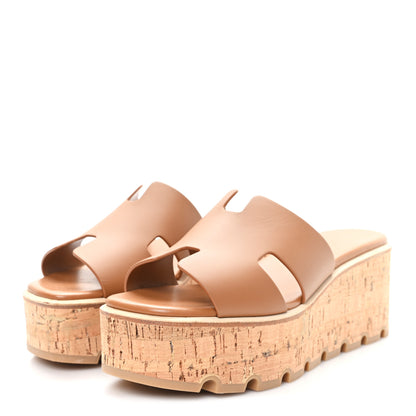 Hermes Calfskin Cork Eze 30 Sandals 38 Marron Glaise 4 of 10