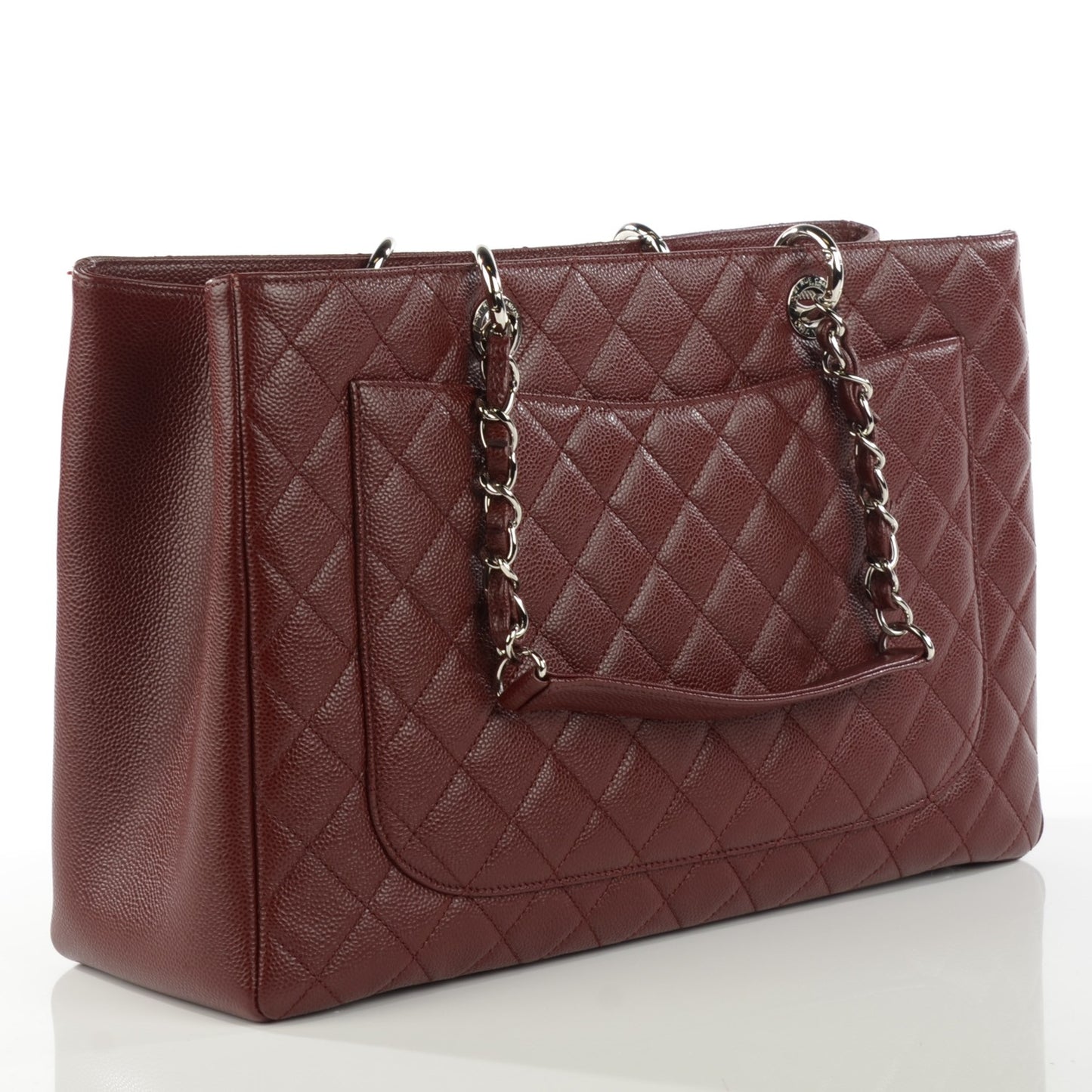Caviar Quilted XL Grand Shopping Tote GST Dark Burgundy