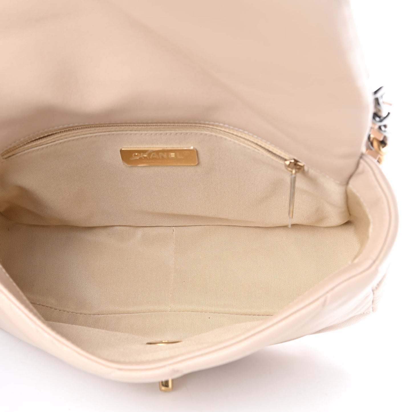 Lambskin Quilted Medium Chanel 19 Flap Beige
