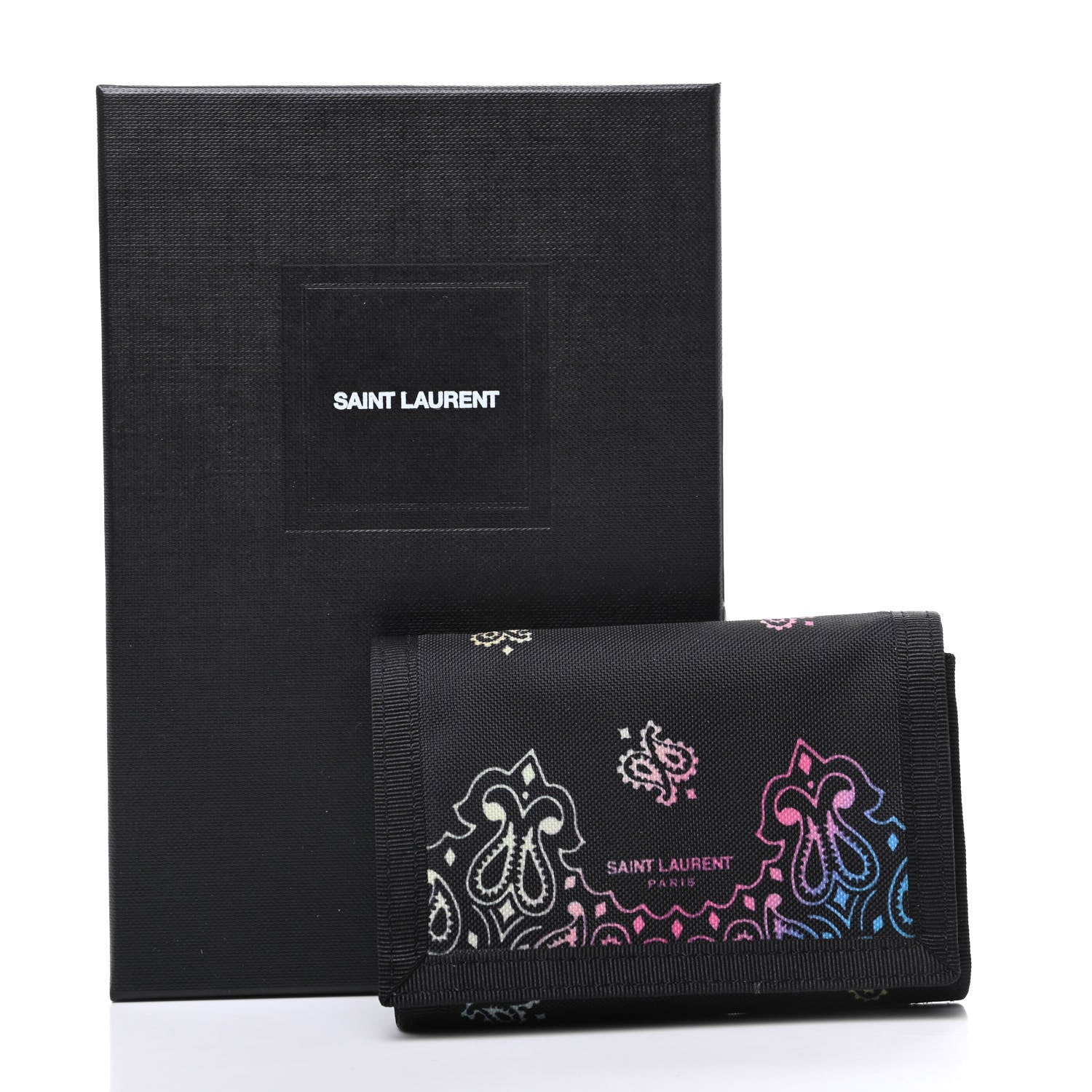 Saint Laurent Nylon Print Bandana Tiny Buffalo Wallet Black 8 of 8