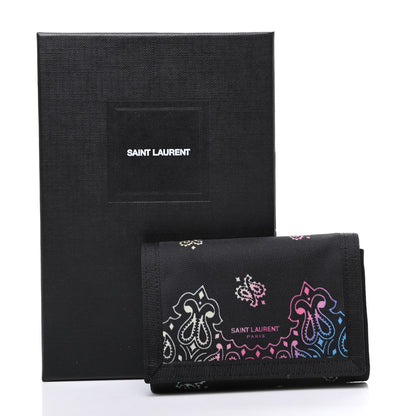 Saint Laurent Nylon Print Bandana Tiny Buffalo Wallet Black 8 of 8