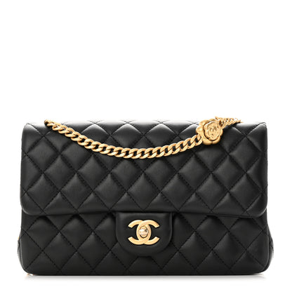 Chanel Lambskin Quilted Small Sweet Camellia Flap Black 1 of 15