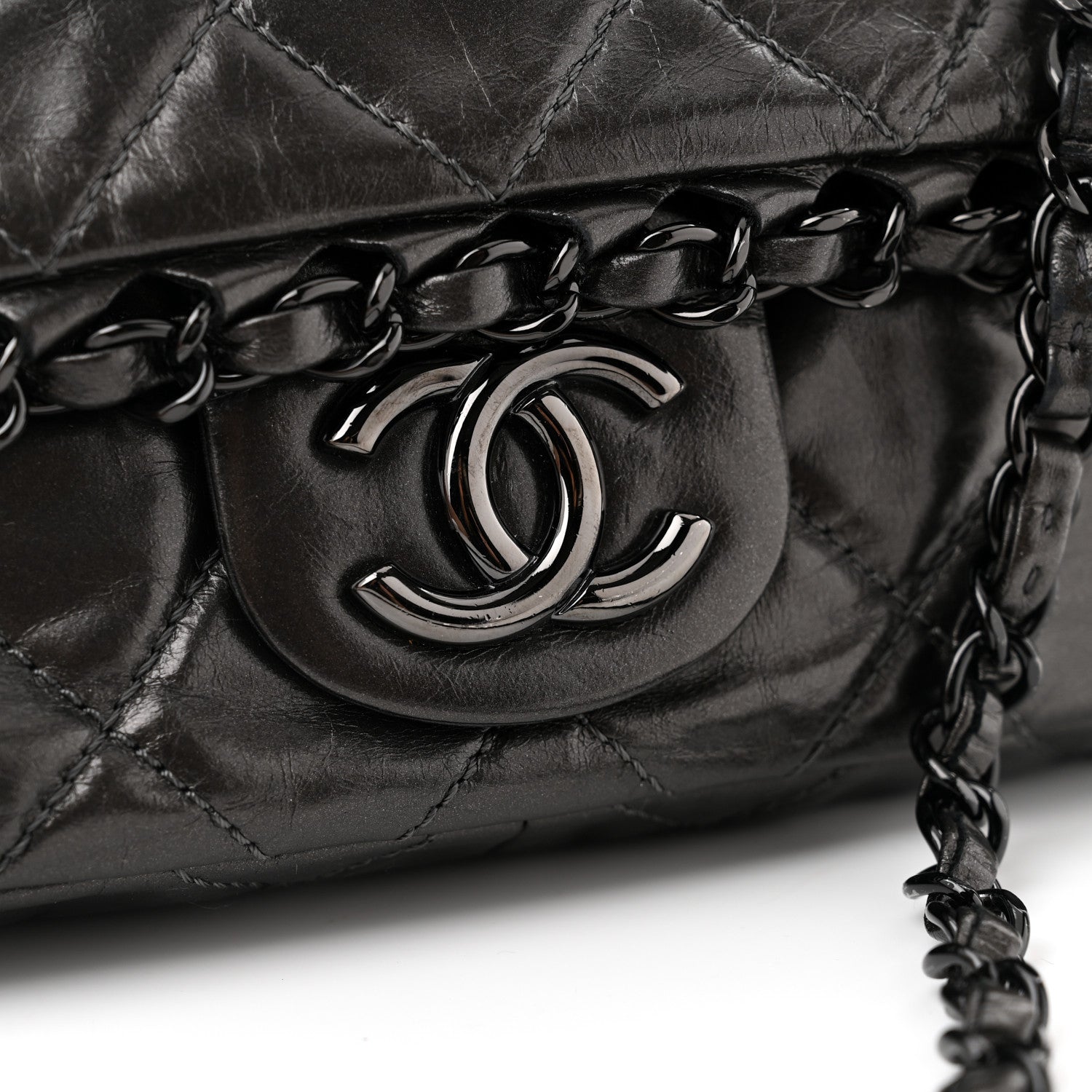 Chanel Metallic Calfskin Quilted Medium Chain Me Flap Grey 11 of 11