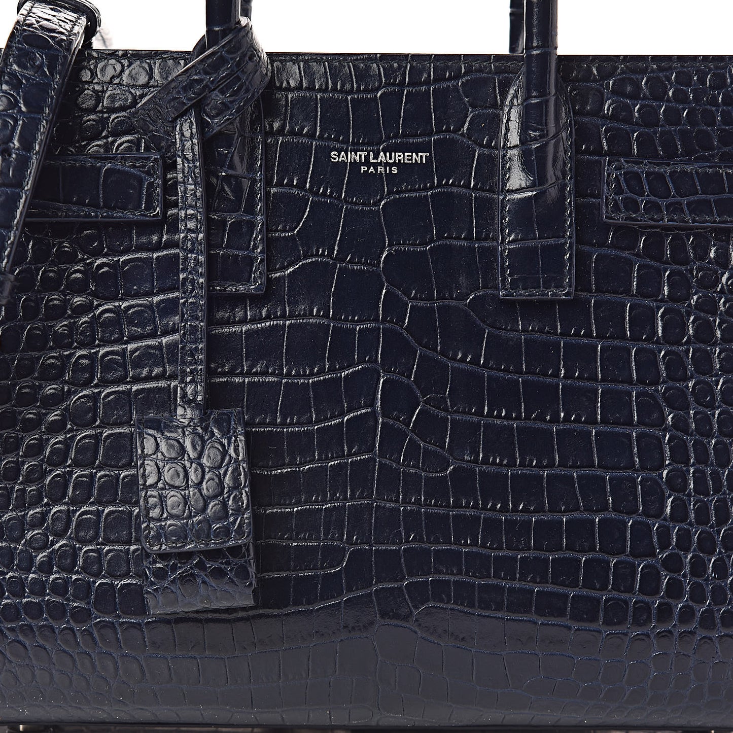 Calfskin Crocodile Embossed Nano Sac De Jour Navy
