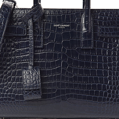 Saint Laurent Calfskin Crocodile Embossed Nano Sac De Jour Navy 13 of 13