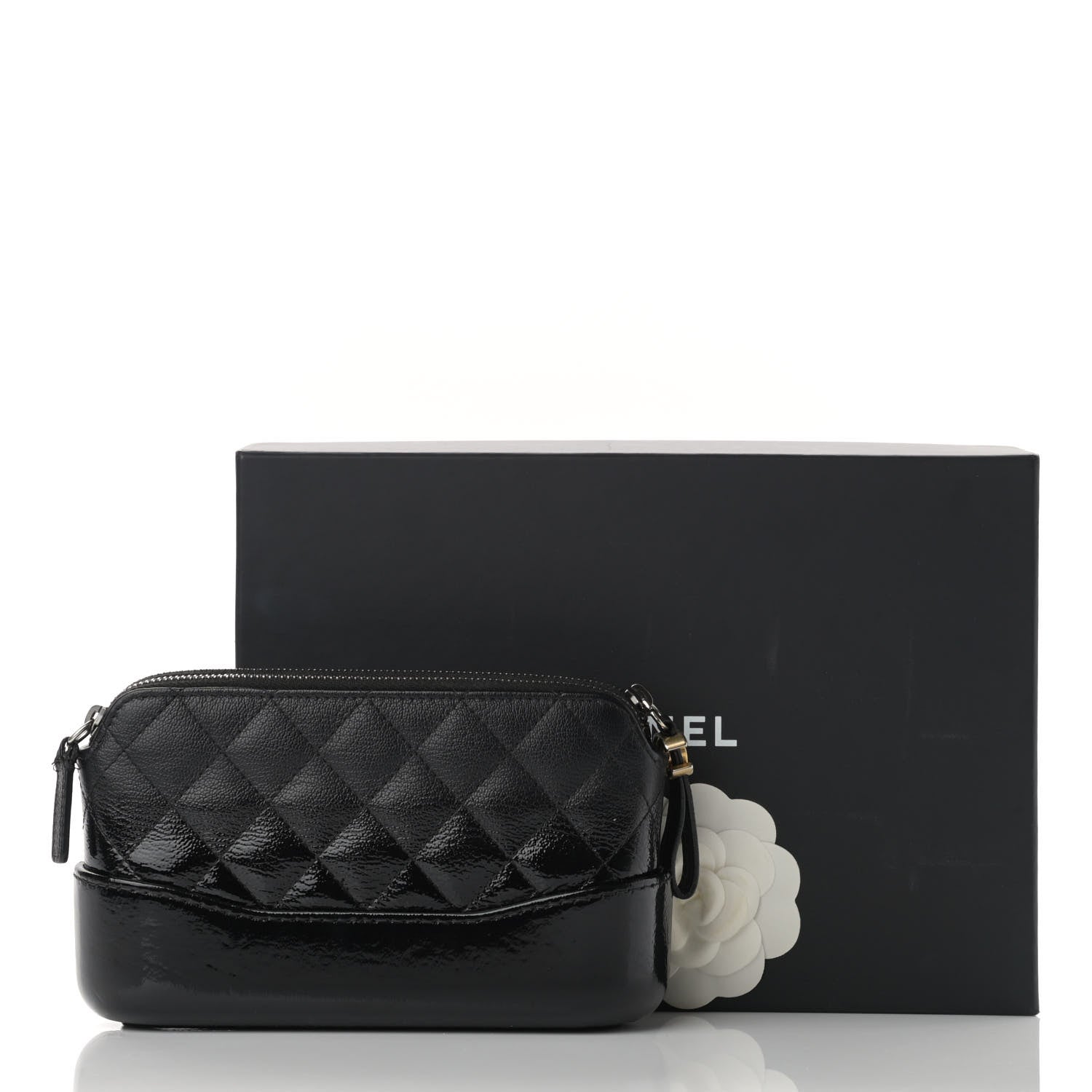 Chanel Patent Goatskin Quilted Small Gabrielle Clutch Black 13 of 13
