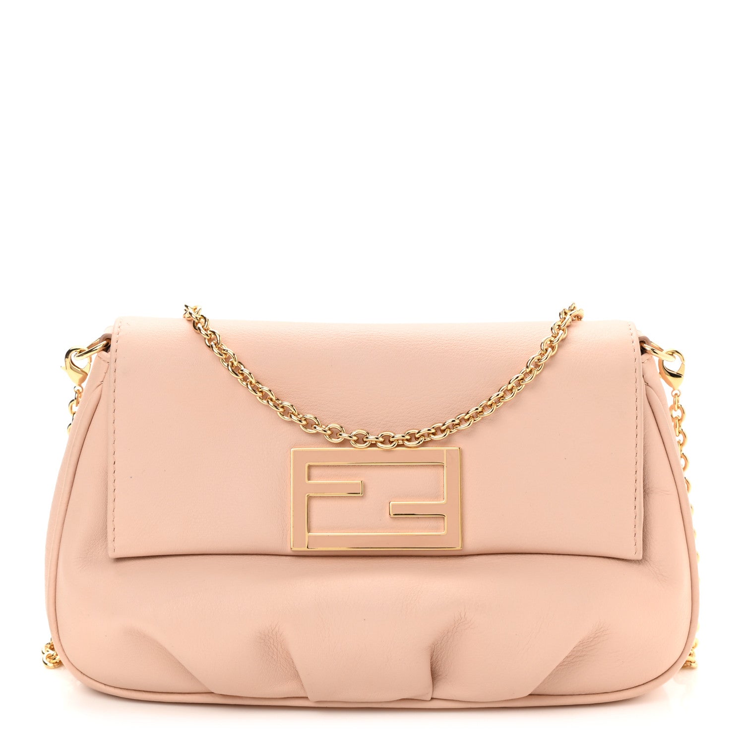 Fendi Vitello Flamingo Enamel Fendista Pouchette Crossbody Rosa Plaster 1 of 10