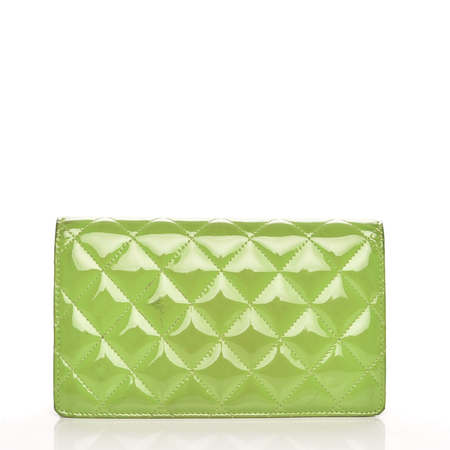 Patent Quilted Brilliant Yen Wallet Green