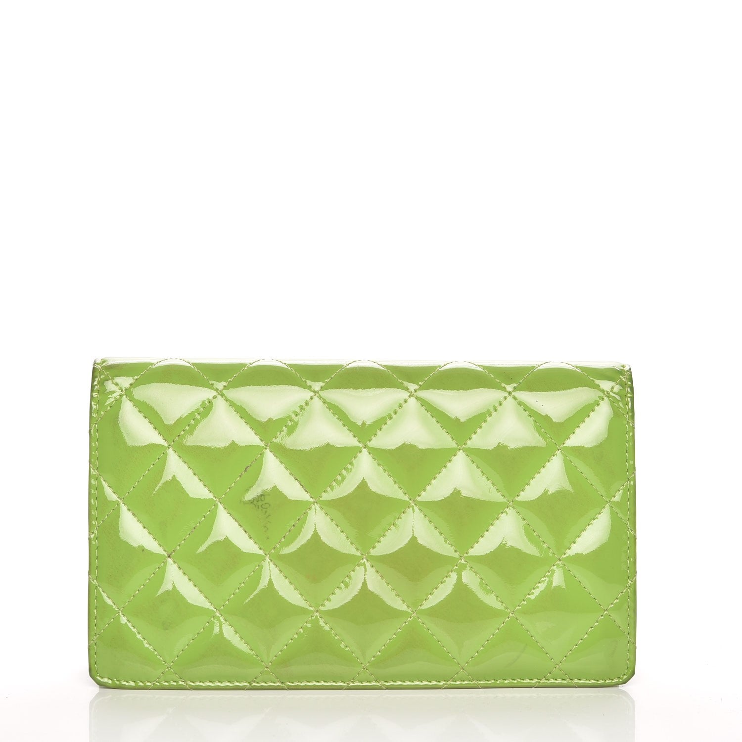 Chanel Patent Quilted Brilliant Yen Wallet Green 4 of 14