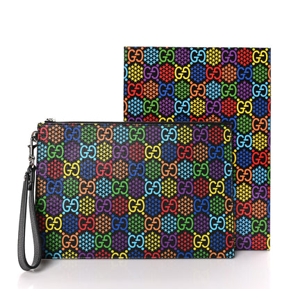 Gucci GG Supreme Monogram Psychedelic Zip Wristlet Pouch Black Multicolor 9 of 9