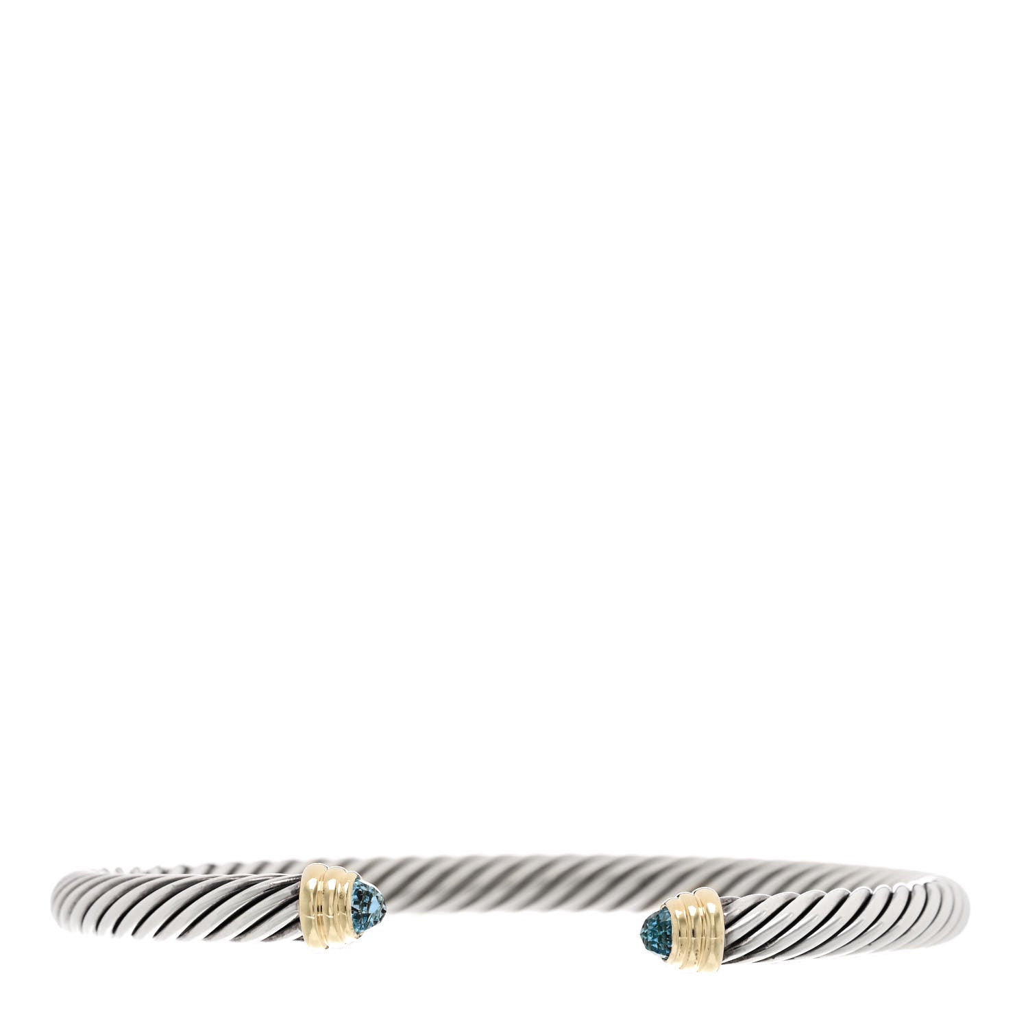 David Yurman Sterling Silver 14K Yellow Gold Blue Topaz 5mm Cable Classics Petite Color Bracelet 1 of 3