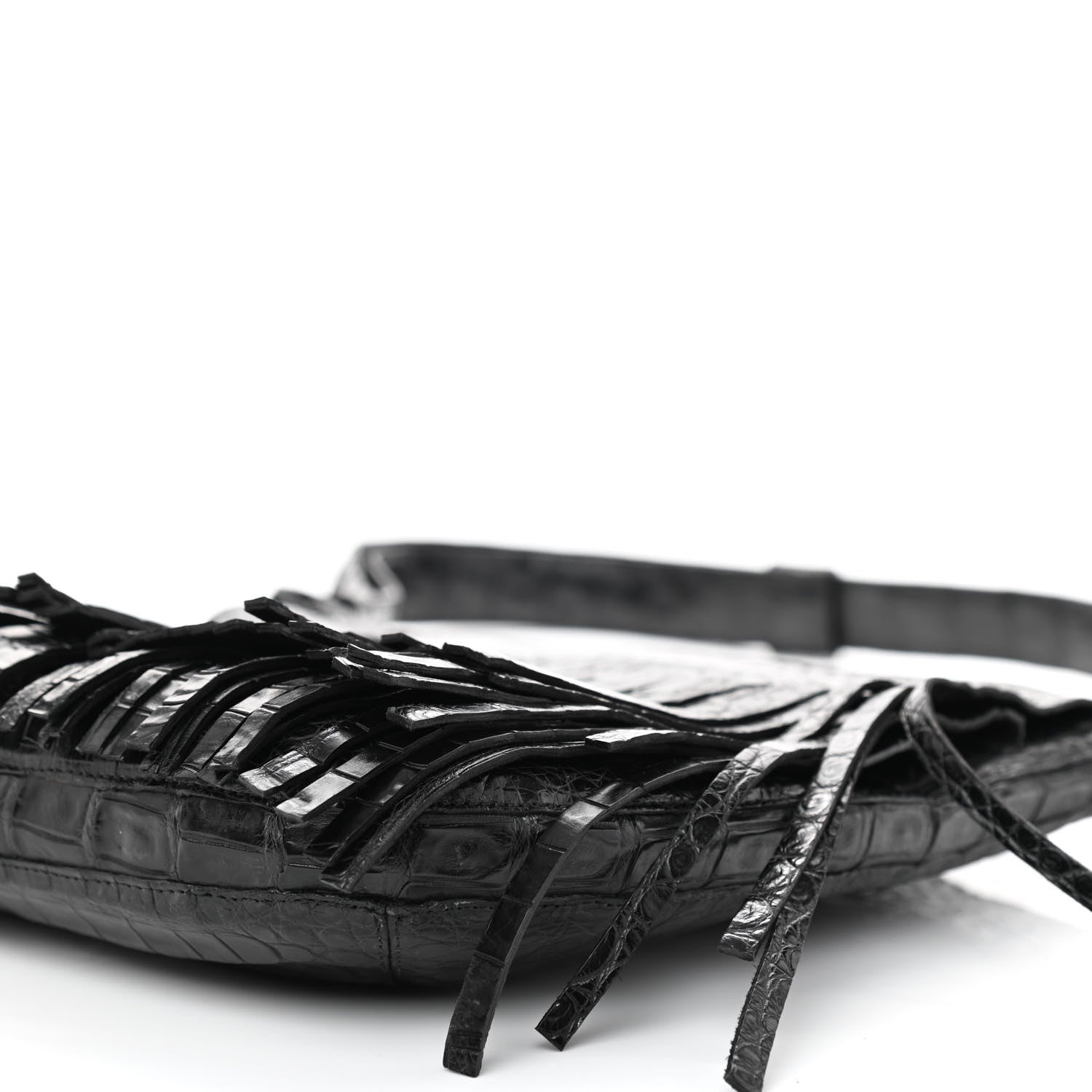 Nancy Gonzalez Crocodile Fringe Crossbody Bag Black 7 of 9