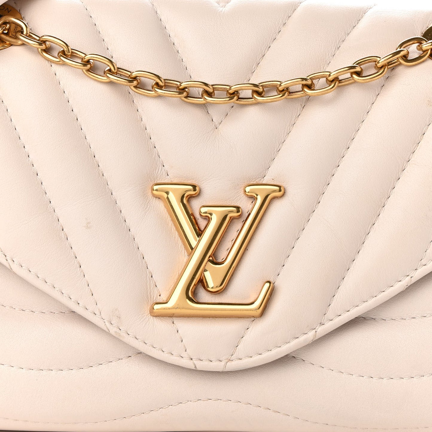 Calfskin LV New Wave Chain Bag Ivory