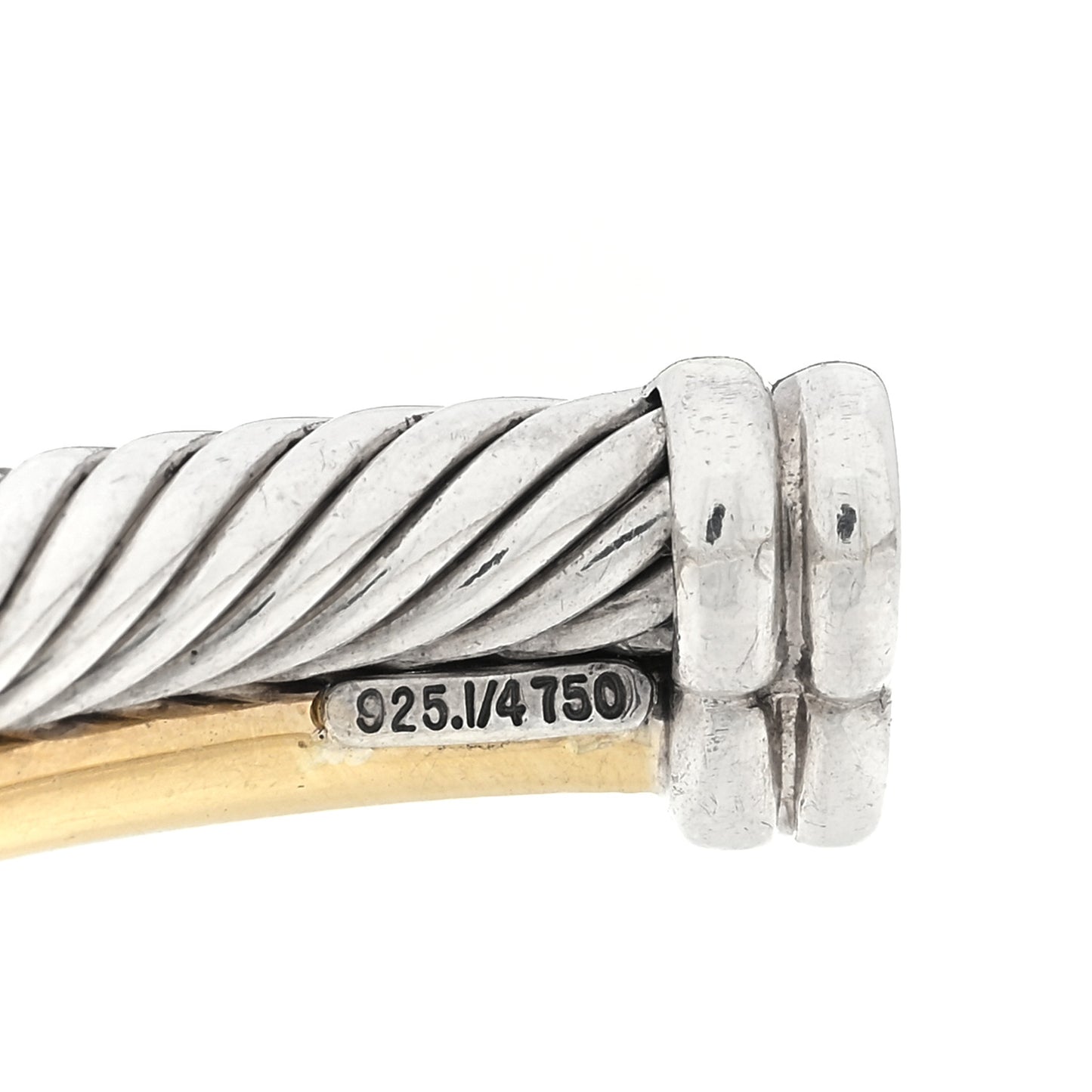 Sterling Silver 18K Yellow Gold 5mm Crossover Cuff Bracelet