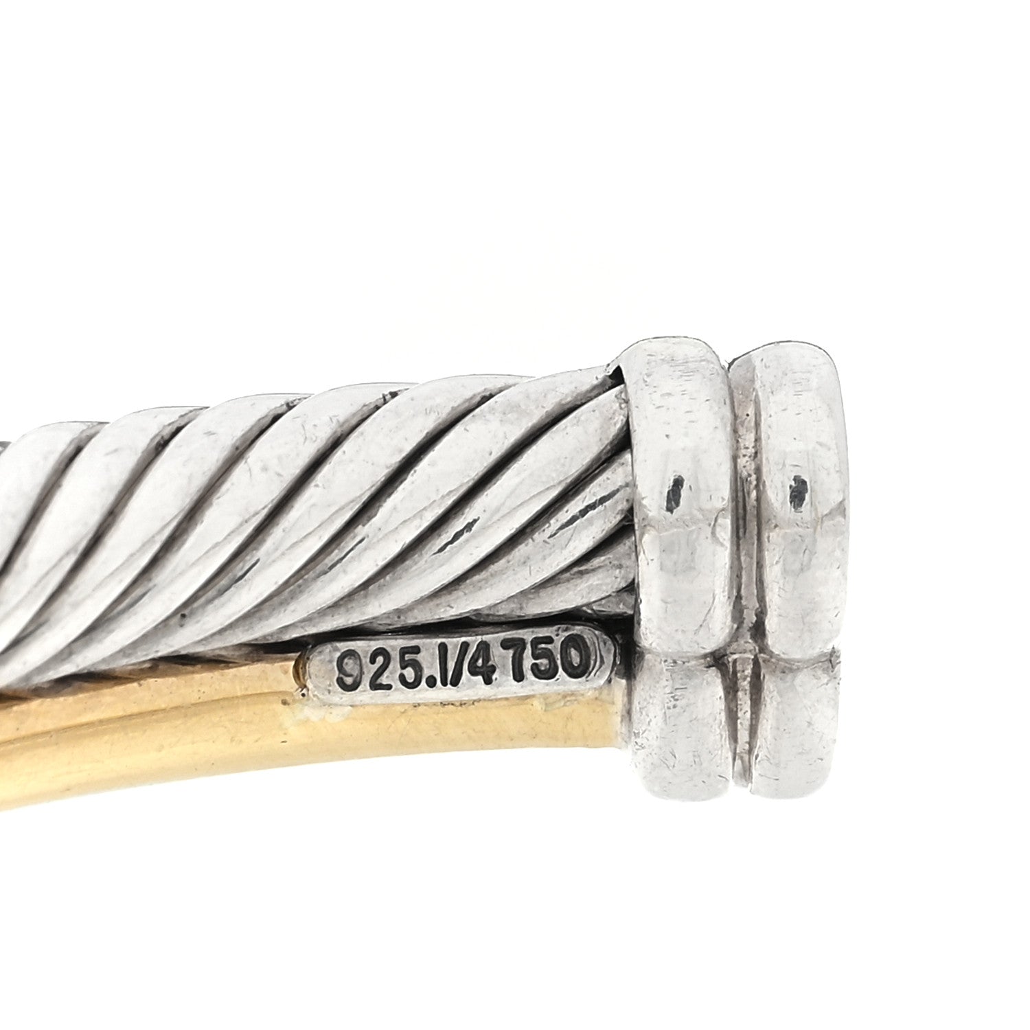 David Yurman Sterling Silver 18K Yellow Gold 5mm Crossover Cuff Bracelet 3 of 3