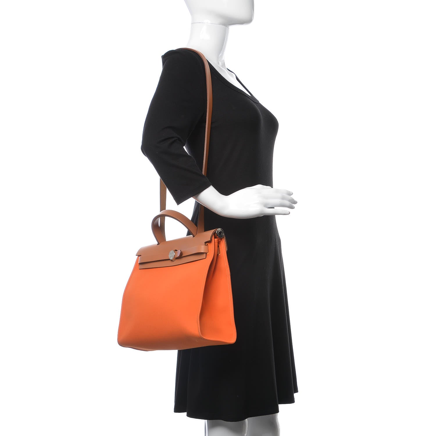 Hermes Natural Barenia Toile Herbag Zip 31 PM Orange 2 of 10