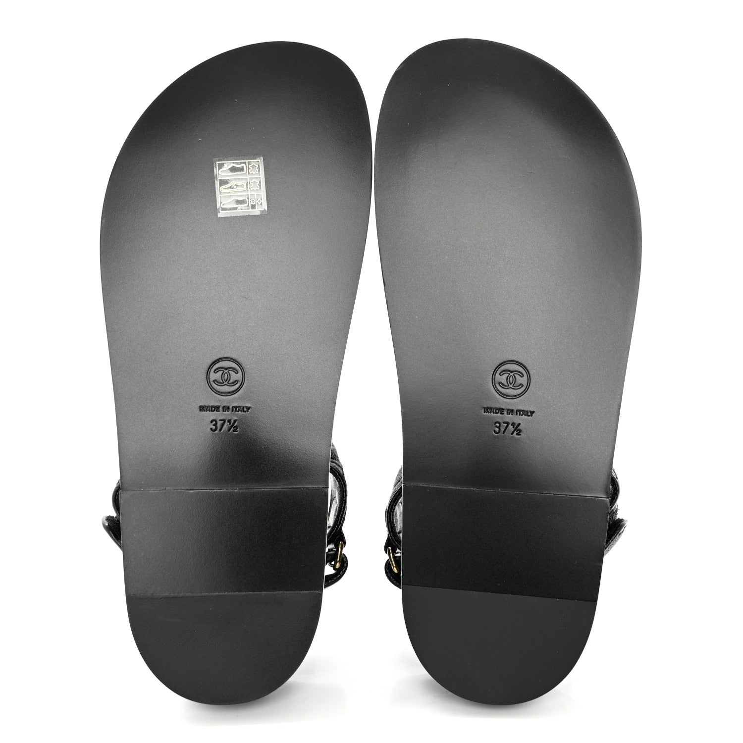 Chanel Grained Calfskin Velcro Dad Sandals 37.5 Black 5 of 9