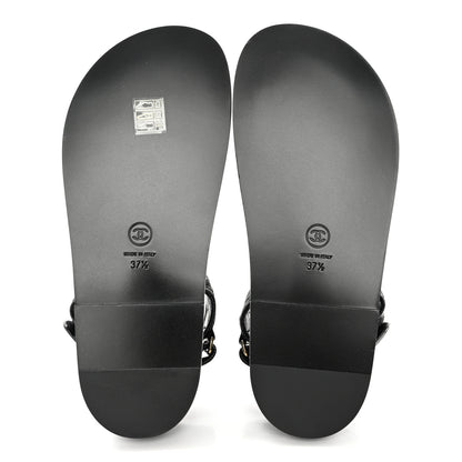 Chanel Grained Calfskin Velcro Dad Sandals 37.5 Black 5 of 9