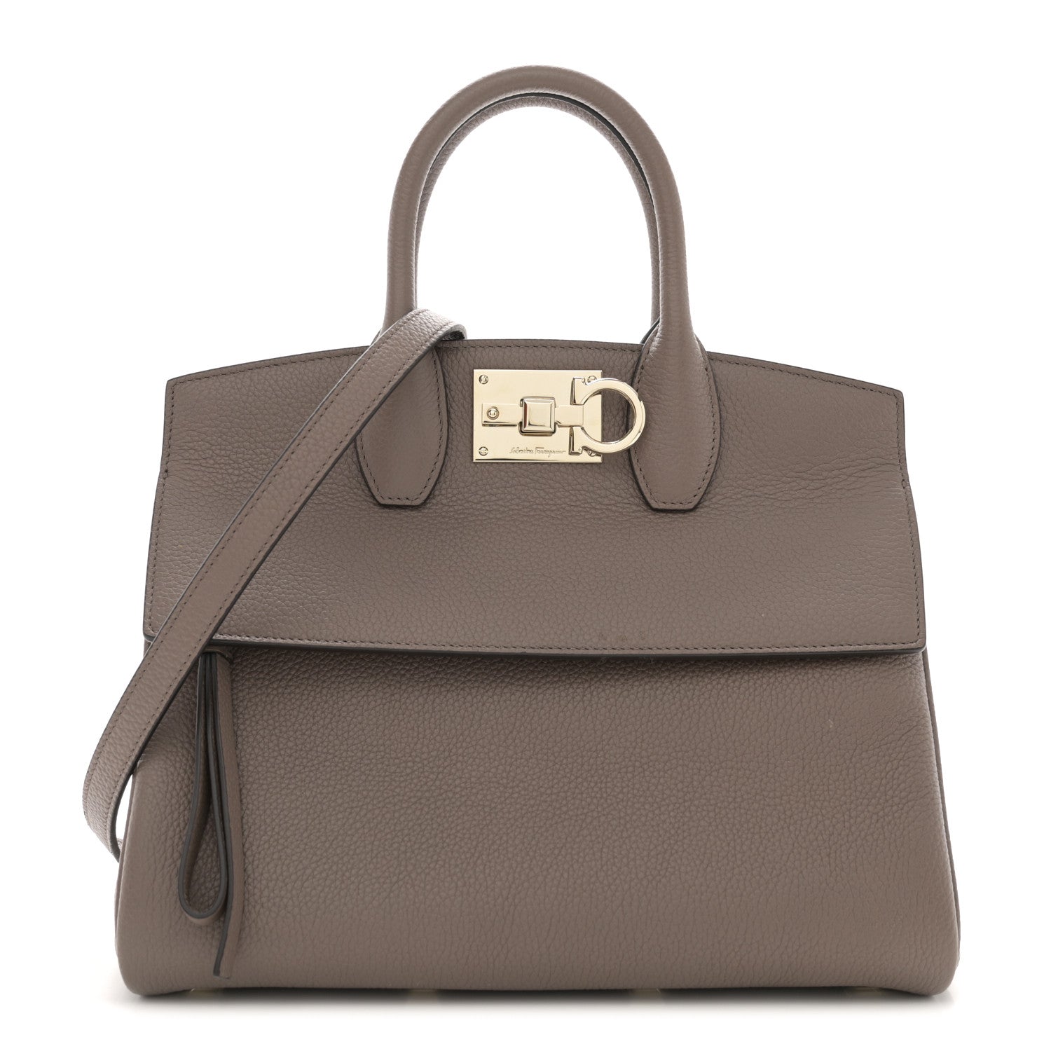 Salvatore Ferragamo Calfskin The Studio Bag Caraway Seed 1 of 12