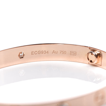 Cartier 18K Pink Gold 4 Diamond LOVE Bracelet 16 7 of 8