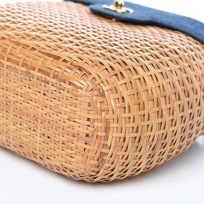 Chanel Denim Rattan Basket Shoulder Bag Blue 6 of 13