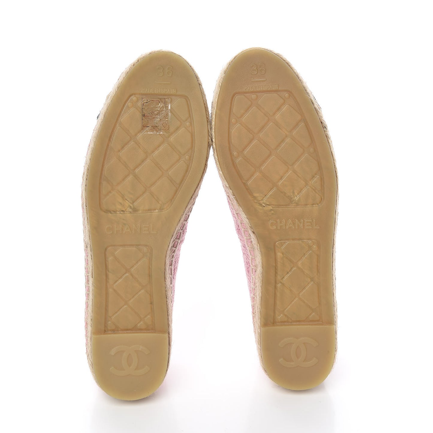 Tweed Patent CC Espadrilles 36 Pink Black