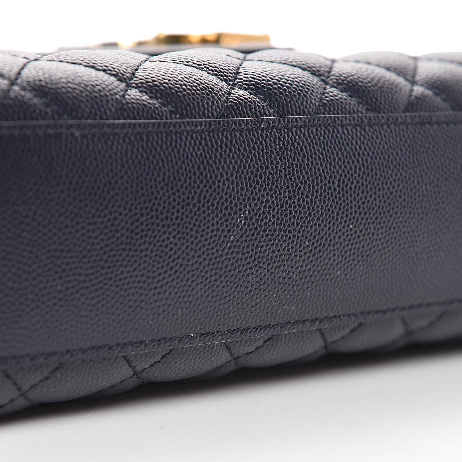 Saint Laurent Grain De Poudre Mixed Matelasse Large Triquilt Monogram Satchel Deep Marine 9 of 25