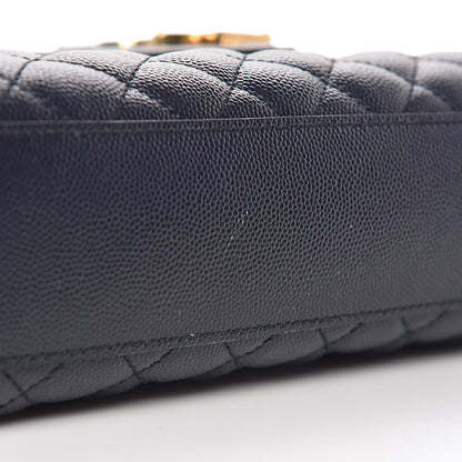 Saint Laurent Grain De Poudre Mixed Matelasse Large Triquilt Monogram Satchel Deep Marine 9 of 25