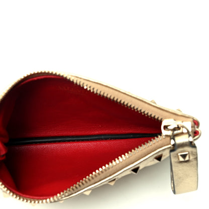 Valentino Garavani Metallic Nappa Rockstud Spike Key Pouch Platino 4 of 4
