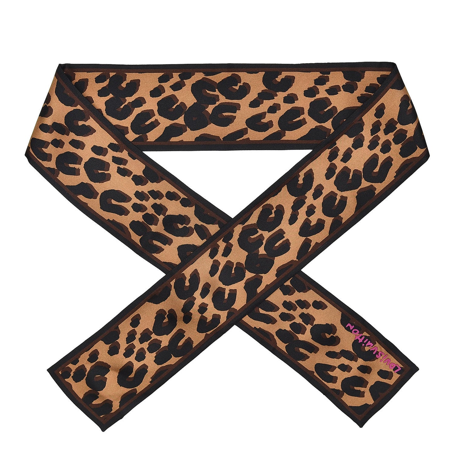 Silk Leopard Bandeau Scarf Marron