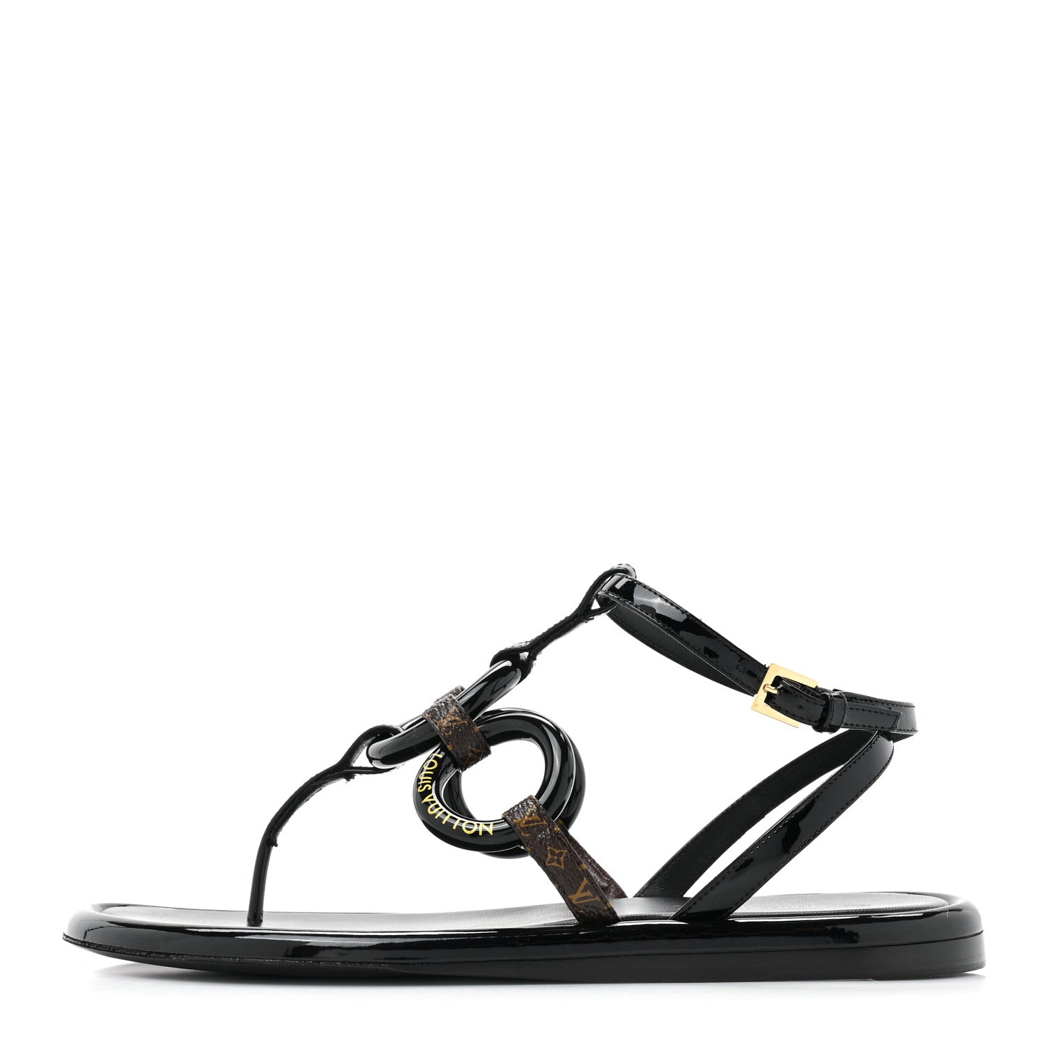 Louis Vuitton Patent Monogram Vedette Mule Sandals 37 Black 1 of 7