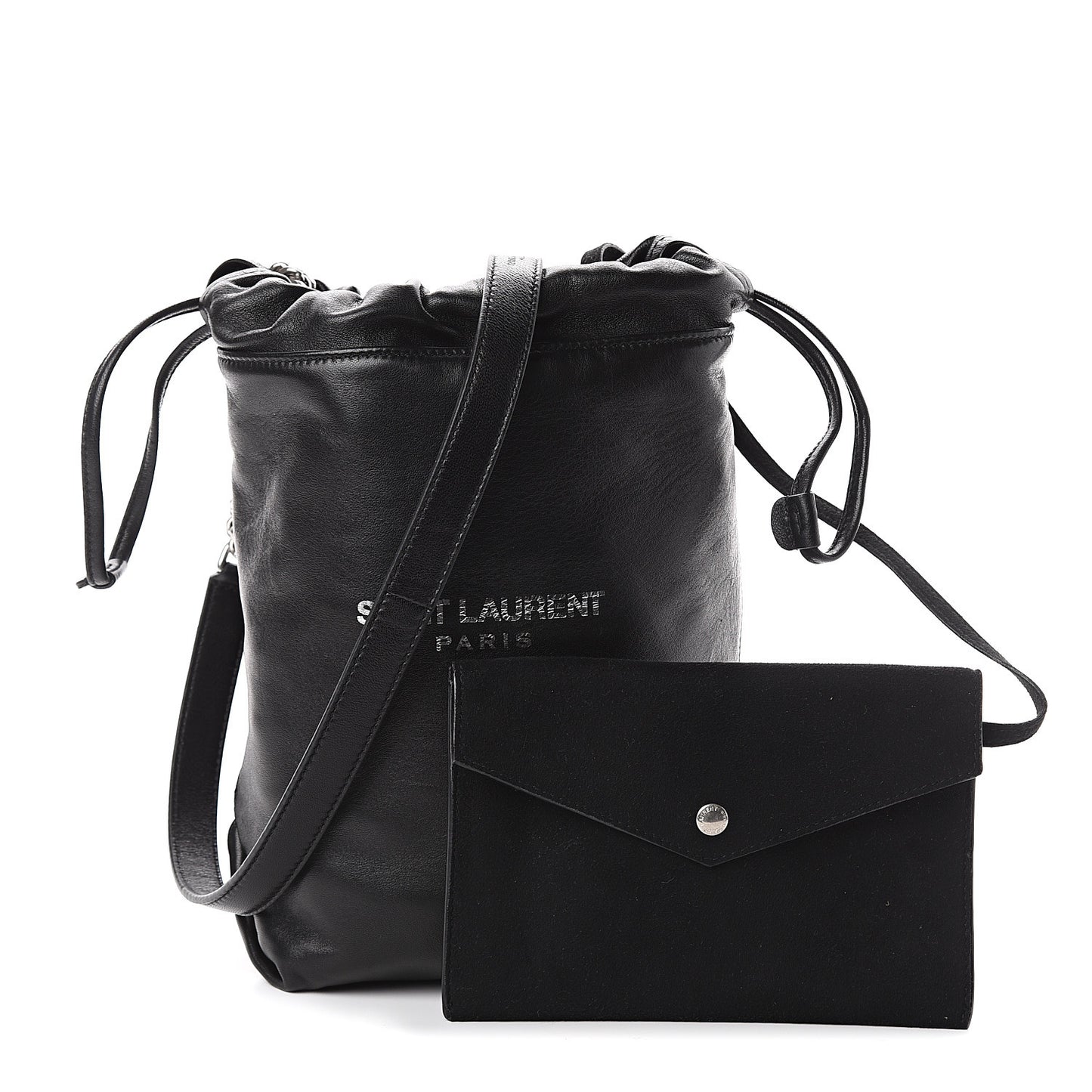 Lambskin Small Teddy Bucket Bag Black