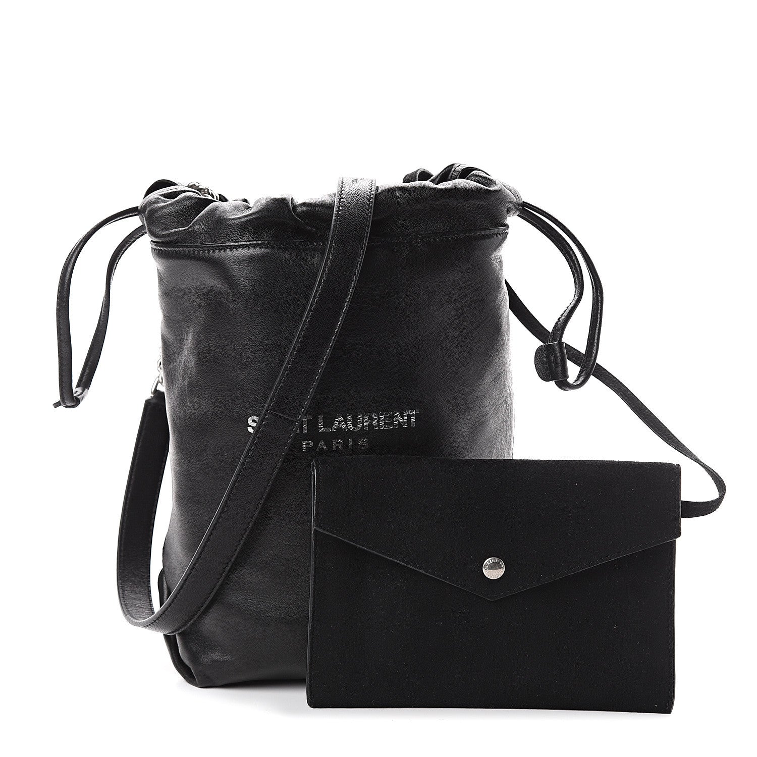 Saint Laurent Lambskin Small Teddy Bucket Bag Black 1 of 8