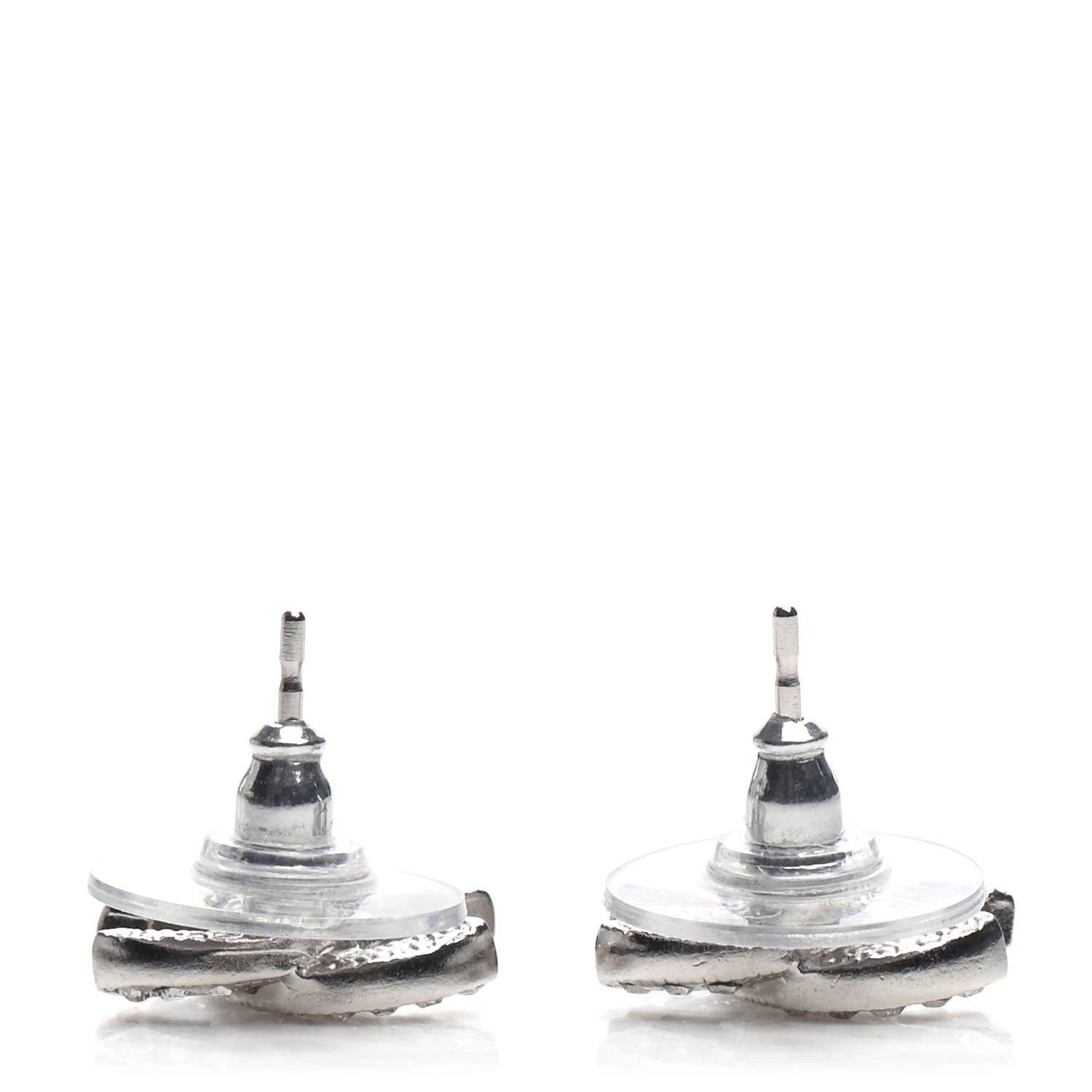 Chanel Crystal Timeless CC Earrings Silver 3 of 5