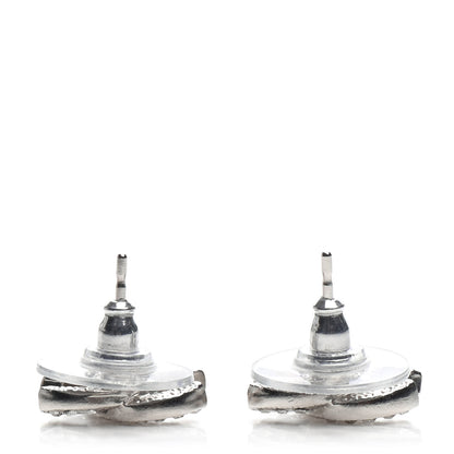 Chanel Crystal Timeless CC Earrings Silver 3 of 5