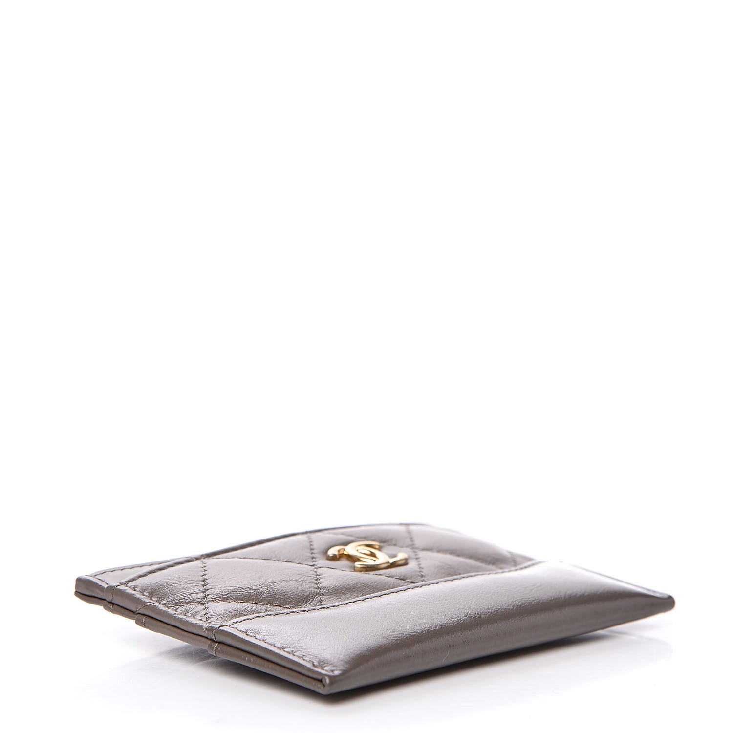 Chanel Aged Calfskin Quilted Gabrielle Card Holder Wallet Grey 4 of 9