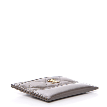 Chanel Aged Calfskin Quilted Gabrielle Card Holder Wallet Grey 4 of 9